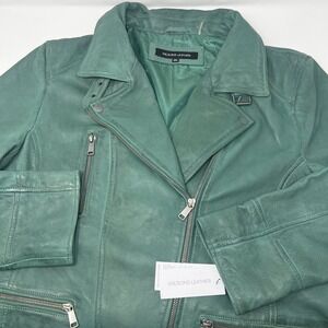 Wilsons Leather Marissa Asymmetric Leather Moto Jacket Women XXL Green NWT